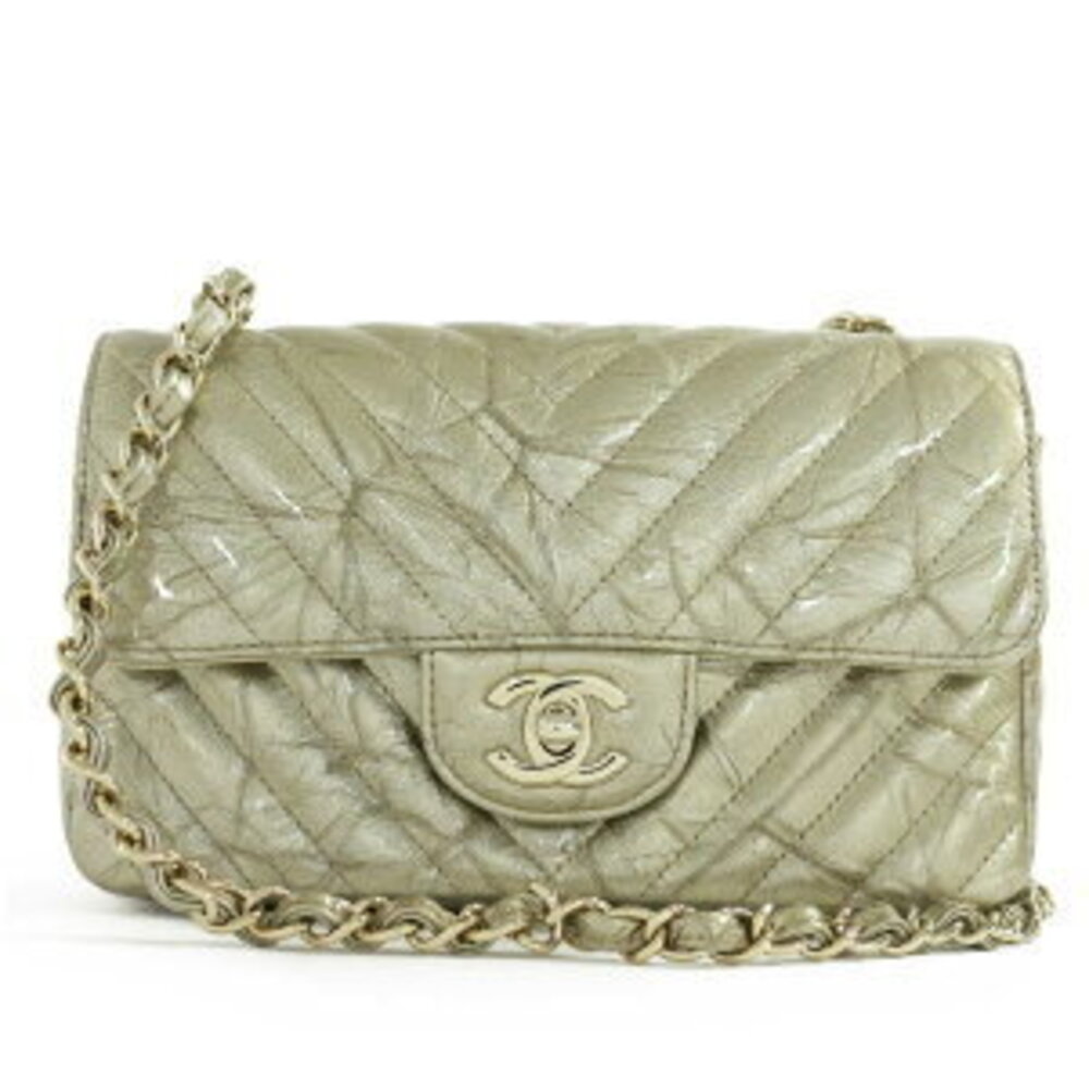 Chanel V stitch chain shoulder bag gold